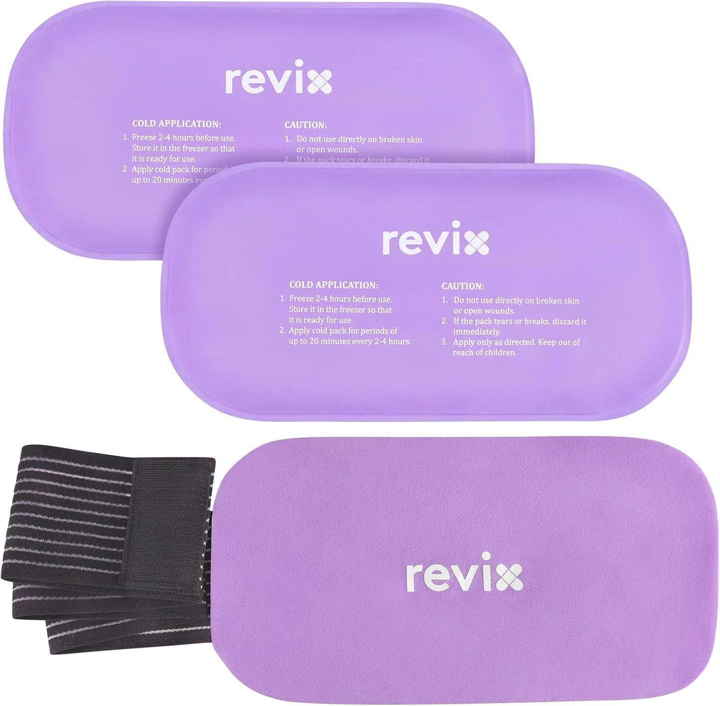 REVIX Ice Packs for Injuries Reusable, 2 Packs Hot and Cold Pack with Adjustable Strap, Flexible Ice Wraps for Joints and Muscle, Rotator Cuff, Back, Knee Discomfort Relief (10" x 5" Blue)
