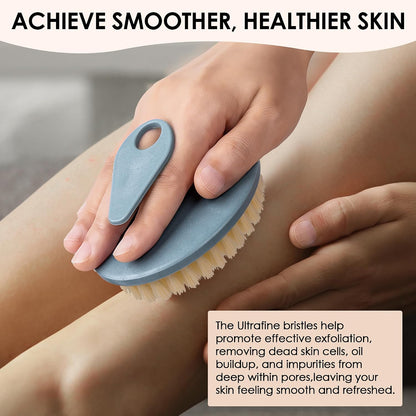INNERNEED Food-Grade Soft Silicone Body Scrubber Shower Brush Handheld Cleansing Skin Brush, Gentle Exfoliating and Lather Well (Dark Green)