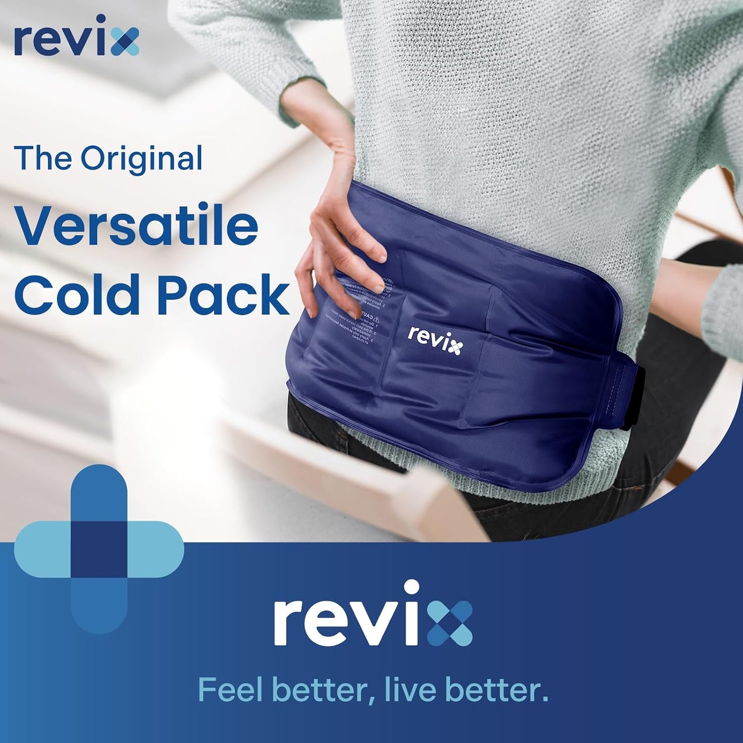 REVIX Ice Pack for Injuries Reusable Gel for Lower Back, Cold Packs for Back Shoulder, Elbow, Hip, Leg, Wrap Around Entire Knee, Soft Cold Compress,16 × 9" Navy