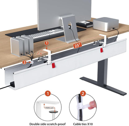 Univivi No Drill Under Desk Cable Management Tray, 36 inch Cable Management