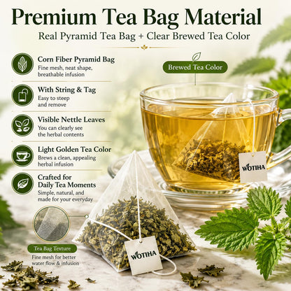 WOTIHA Stinging Nettle Leaf Tea Bags, 80 Count, Caffeine-Free Herbal Tea