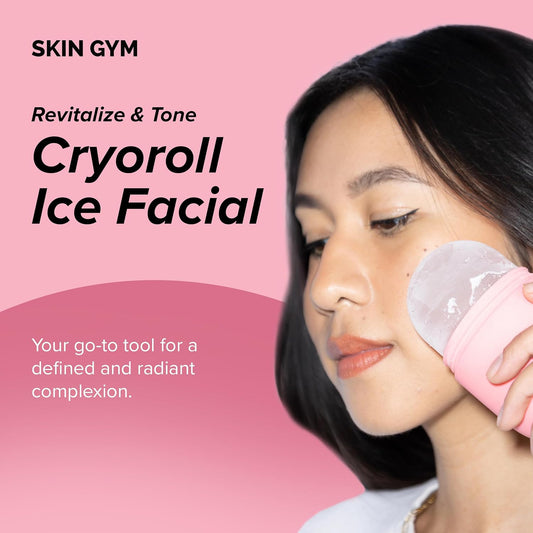 SKIN GYM Ice Roller for Face – Facial Ice Roller for Depuffing & Cooling Skin, Cold Face Roller to Minimize Pores & Soothe Skin, Reusable Cryo Ice Roller for Glowing Complexion