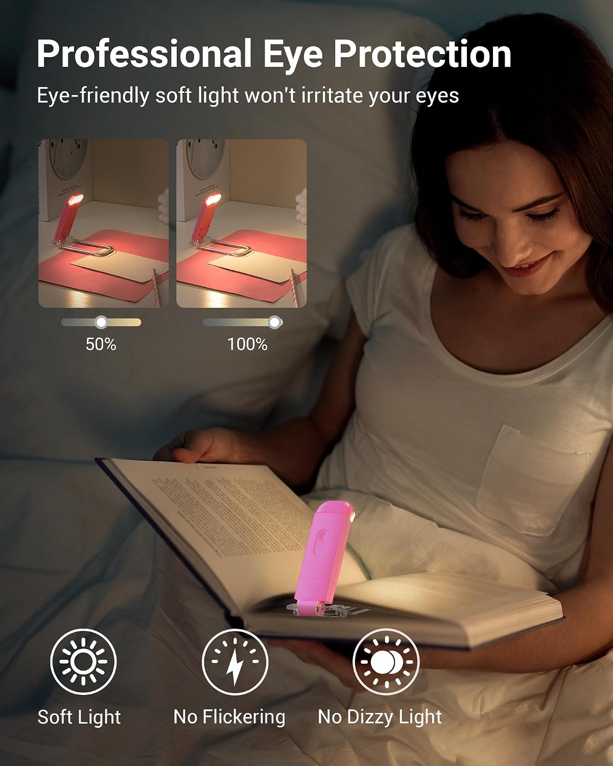 DEWENWILS USB Rechargeable Book Light for Reading in Bed, LED Book Reading Lights with Clip, Perfect for Bookworms, Kids, Warm White, Brightness Adjustable (Blue)