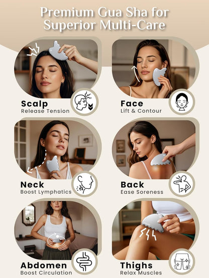 Rena Chris Body Gua Sha Tools, Natural Xiuyan Jade Guasha Tool, Manual Massage Sticks for Jawline Sculpting and Puffiness Reducing, Whole Body Skin Care Massager (Green)