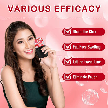 XHJRI Ice Cube Roller Massager for Face, Eyes and Neck Naturally Conditioning and Skin Care,De-Puff Eye Bags,Reduce Migraine Pain,Reusable Massage Silicone Ice Mold (Pink)