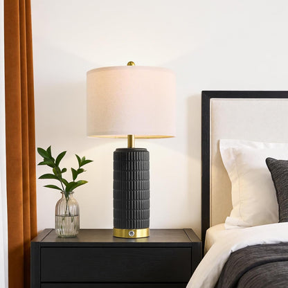 PoKat Touch Bedside Table Lamps with 2 USB for Bedroom Living Room, 25''
