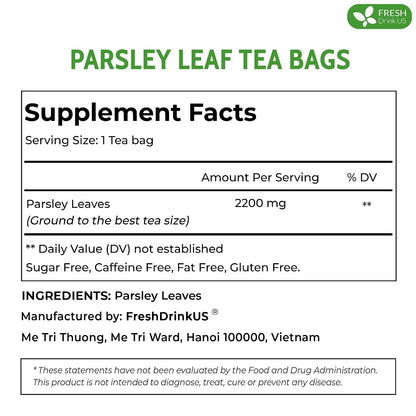 FreshDrinkUS, Premium Parsley Leaf Tea, 75 Count, Pure, Caffeine Free