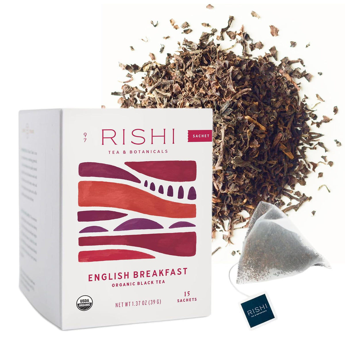 Rishi Tea English Breakfast Organic Black Tea Bags, Caffeinated, 15ct