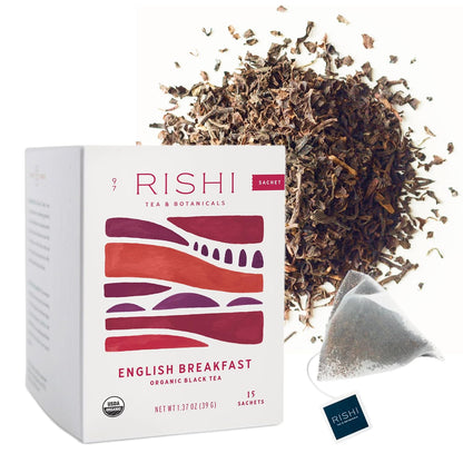 Rishi Tea English Breakfast Organic Black Tea Bags, Caffeinated, 15ct