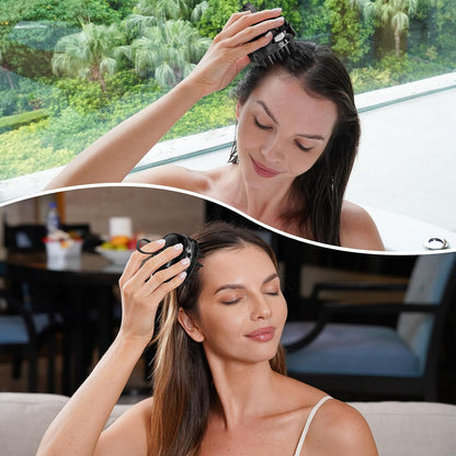 SHINLEA 2 in 1 Scalp Massager Hair Growth,Scalp Scrubber with Soft Silicone Bristles for Dandruff Removal,Shampoo Brush for Exfoliation,Head Massager for Both Wet and Dry Use (Black)
