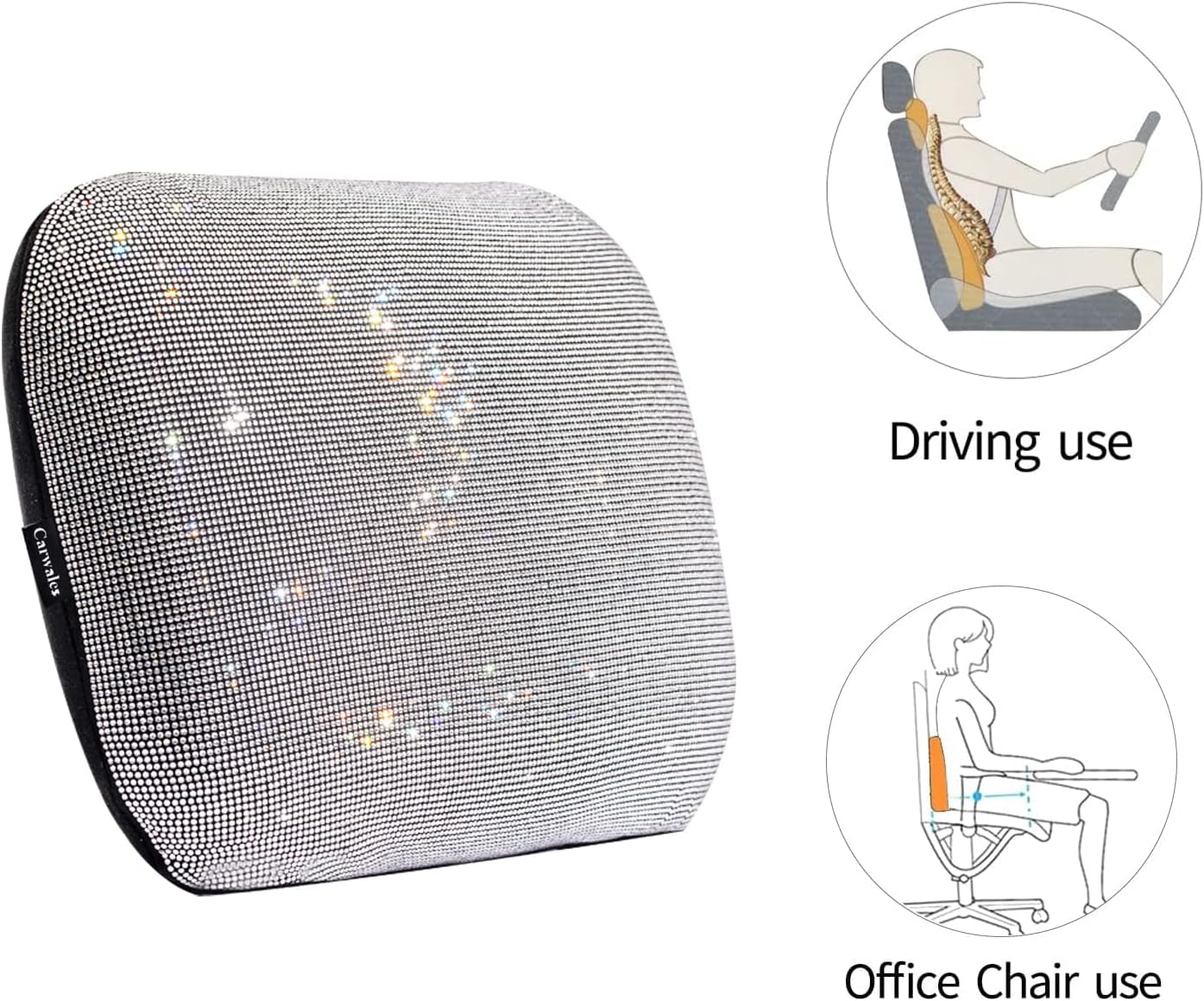 Carwales Emulsion Lumbar Support Pillow for Car Driving Seat Relax Soft Lower Back Support Home Office Chair Cushion Desk Accessories Waist Pain Relief Black