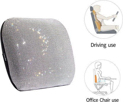 Carwales Emulsion Lumbar Support Pillow for Car Driving Seat Relax Soft Lower Back Support Home Office Chair Cushion Desk Accessories Waist Pain Relief Black