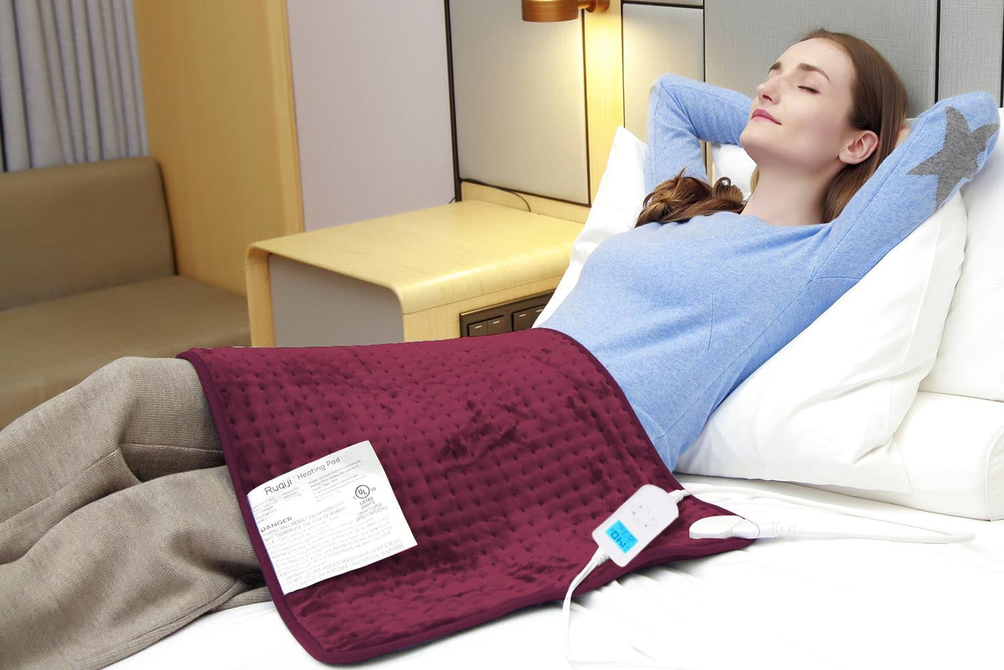 Ruqiji 19" x 24" Weighted Neck&Shoulder Heating Pad, 2.5lbs with 12 Temperature Settings&Countdown Timer,Pain Relief for Neck/Shoulders/Menstrual Pain(Dark Gray)