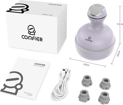 COMFIER Electric Scalp Massager, Waterproof Head Massager with Mutlti-Modes Vibration, Handheld Portable Head Scratcher for Hair Growth, Dog Cat Massager for Deep Clean and Stress Relax