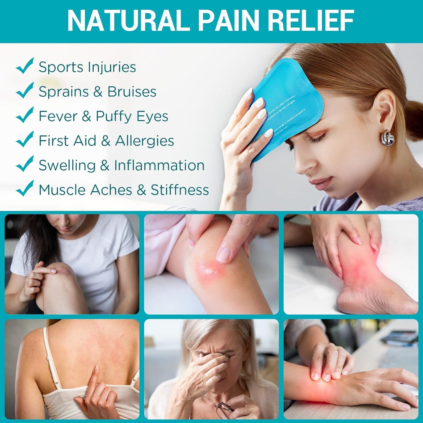 Small Ice Packs, 6 Pcs, Reusable Mini Gel Cold Packs for Injuries, Hot Cold Compress for Kid's Boo Boos, Headaches, Wisdom Teeth, Breastfeeding, Pain Relief, Fever, Mosquito Bite, First Aid 3" X 4.5"