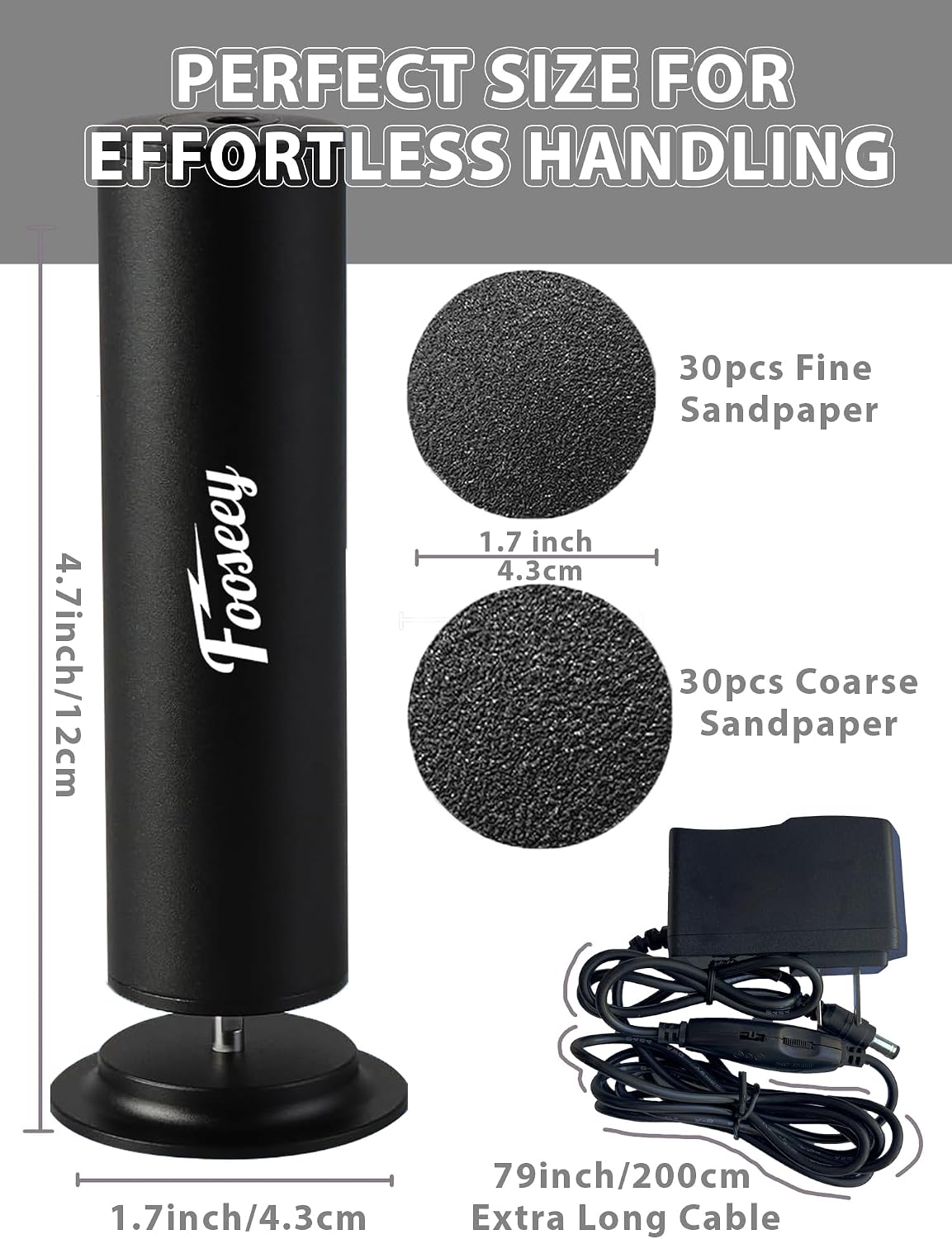 Electric Foot File Tool - Callus Remover for Feet, Professional Pedicure Machine with 60pcs Sandpaper Discs, Adjustable Speed Foot Files for Deadskin, Dry and Cracked Feet