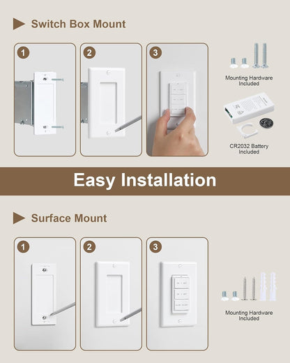 Remote Control Outlet with Decorator Rocker Magnetic Wall Switch