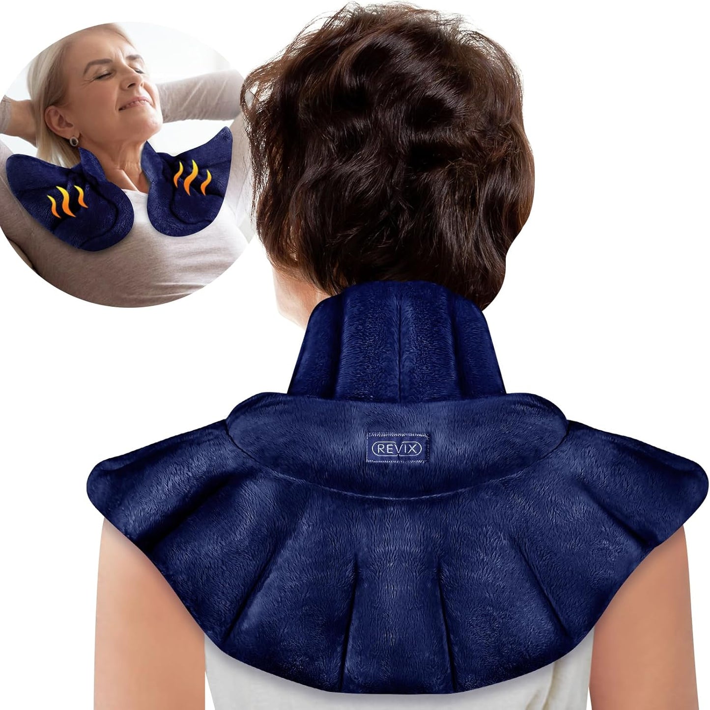 REVIX Microwave Heating Pad for Neck Shoulders and Back with Moist Heat, Weighted Microwavable Heated Neck Wrap Warmer, Scented