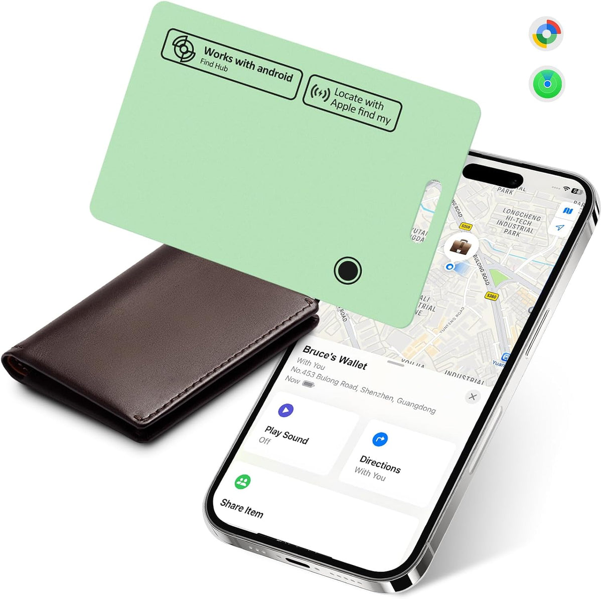 2 Pack Wallet Tracker Card for Apple & Android, Tracking Card for Backpacks