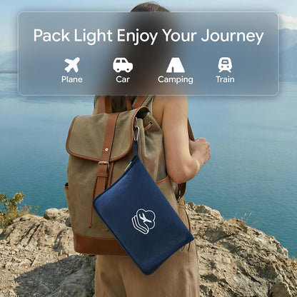 Travel Blanket, Soft 2-in-1 Airplane Blanket, 65x40 Inches, Travel Blanket Airplane Compact with Bag, Car Blanket with Luggage Sleeve & Backpack Clip (Light Grey)
