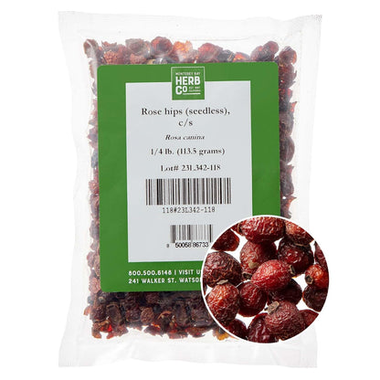 Rose Hips Whole, by Herb Co, Rosa Canina, Haw, from Chile, Kosher, for Syrup, Cordials, Wine, Tea, Oxymels & Potpourri, 1/4 lb