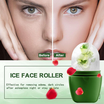 XHJRI Ice Cube Roller Massager for Face, Eyes and Neck Naturally Conditioning and Skin Care,De-Puff Eye Bags,Reduce Migraine Pain,Reusable Massage Silicone Ice Mold (Pink)
