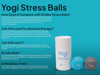 Yogi Stress Ball with Finger Grip Strap – Stress Balls for Adults & Kids, Squishy Ball Stress Relief Toy, Squeeze Ball for Anxiety, Sensory Toys & Fidget Ball for Hand Therapy