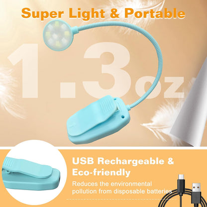 KTEBO 2 Pack Rechargeable Book Light Clip-On Reading Light for Books in Bed | 9 eye-friendly modes from 3 color temperatures and 3 brightness, USB-C up to 30 hrs - Black & Black