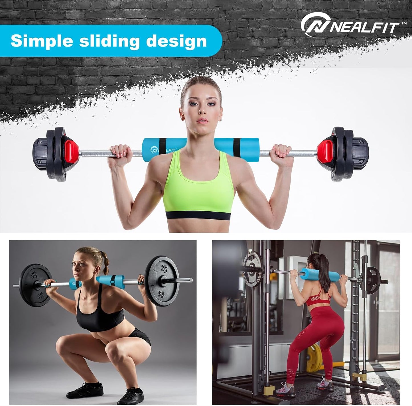 NEALFIT Barbell Pad Squat Pad for Squats—Squat Bar Pad—Great for Weightlifting,Lunges and Hip Thrusts—Foam Sponge Pad—Fit Standard and Olympic Bars Perfectly