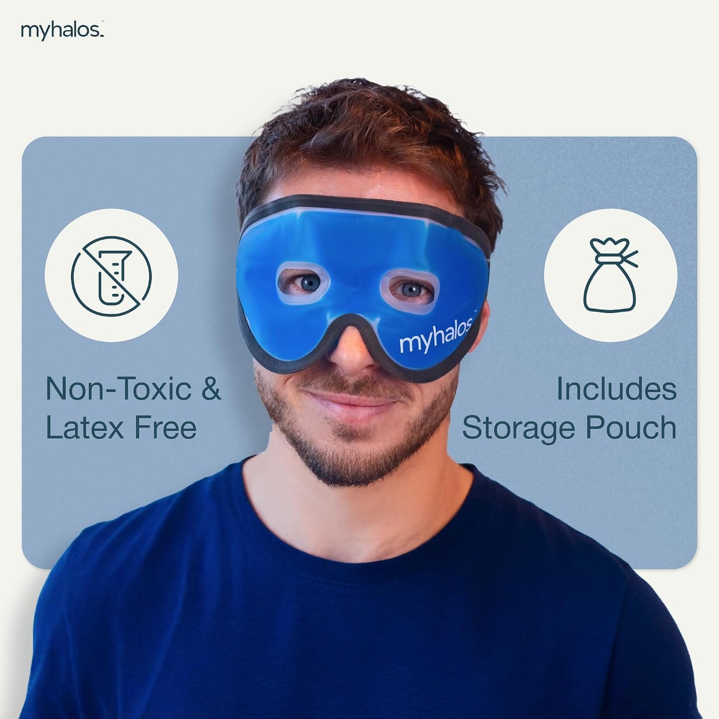 Cooling Eye Mask - Reusable Gel Eye Mask Cold Pack - Our Ice Eye Mask Soothes Puffy Eyes & Dark Circles - Relieve Your Headaches & Sinus Pain with Cold Eye Mask & Eye Gel Mask Therapy - Halos