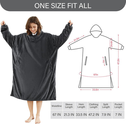 LetsFunny Blanket Hoodie,Oversized Wearable Sherpa Fleece Blanket Sweatshirt,Super Soft Warm Cozy with Giant Pocket,Gifts for Women Men Adults Teenagers, One Size Fits All