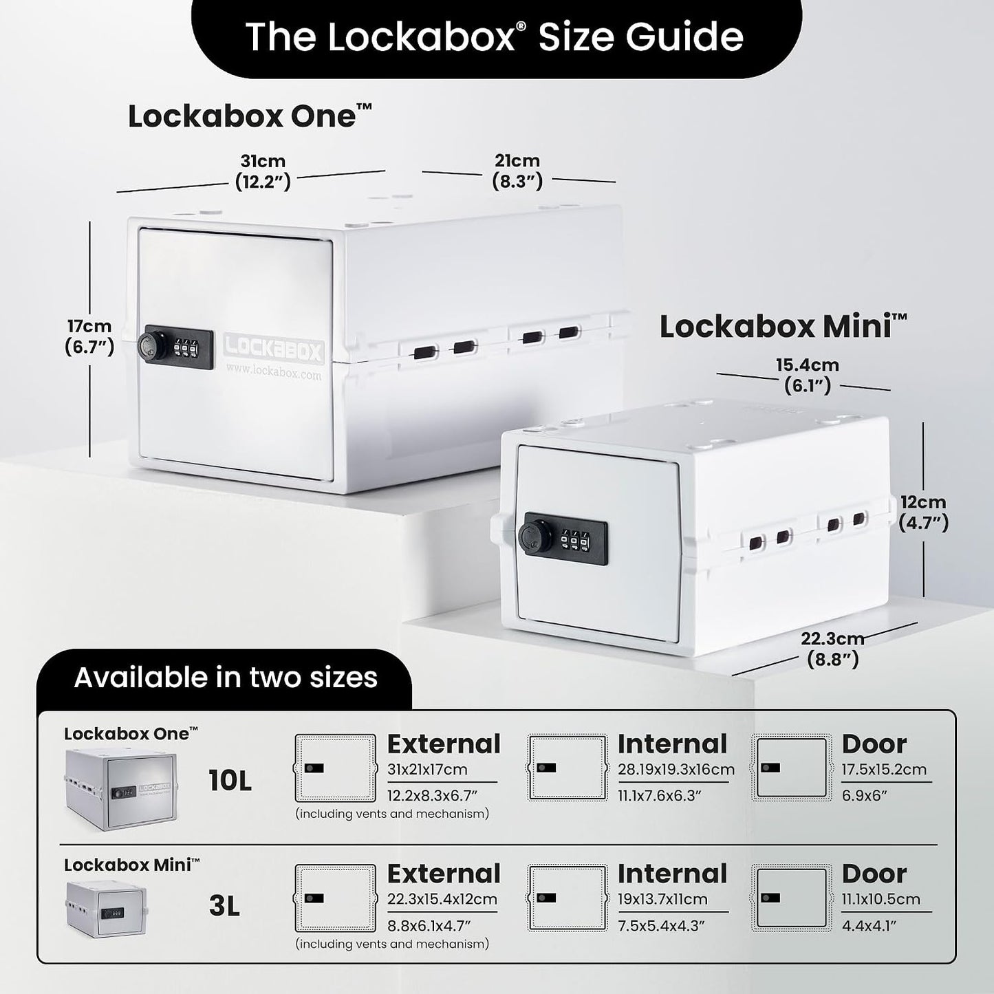 Lockabox Mini™ | Small Lock Box with Combination Lock (Half Letter Sized) | Mini Lockable Box for Small Medicines, Snacks & Mobile Phones | External Size 8.8 x 6.1 x 4.7 Inches (Crystal)
