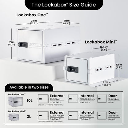 Lockabox Mini™ | Small Lock Box with Combination Lock (Half Letter Sized) | Mini Lockable Box for Small Medicines, Snacks & Mobile Phones | External Size 8.8 x 6.1 x 4.7 Inches (Crystal)