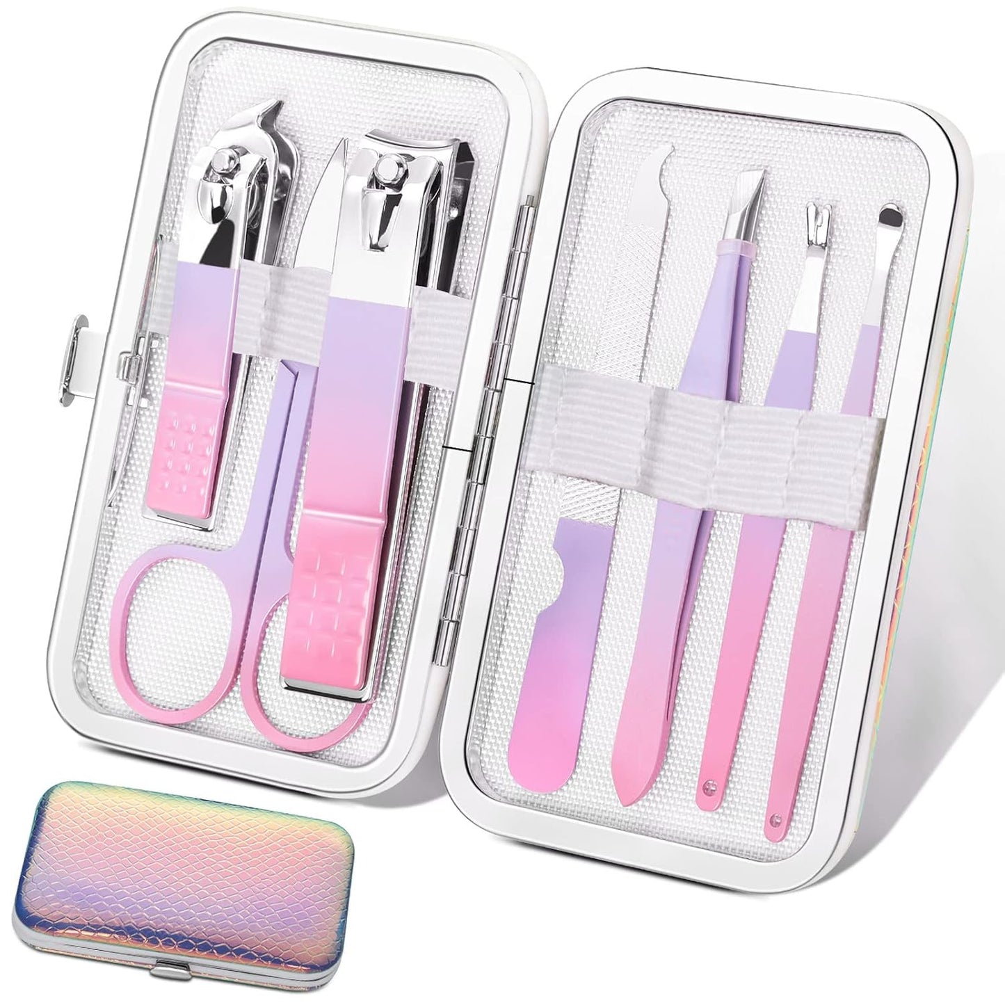 Manicure Set Men Finger and Toe Nail Clippers Set Professional Manicure Pedicure Kit with Travel Case Personal Care Tools Accessories Nail Grooming Kit Gifts for Men Women Father Mother