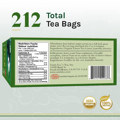 Uncle Lee's Organic Green Tea 2-Pack, 106 Count Ea Super Packs