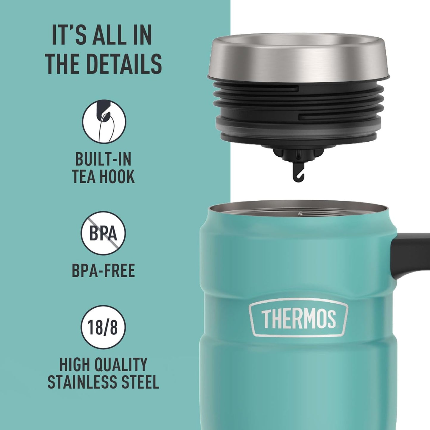 THERMOS Stainless King Vacuum-Insulated Travel Tumbler, 16 Ounce, Matte Steel