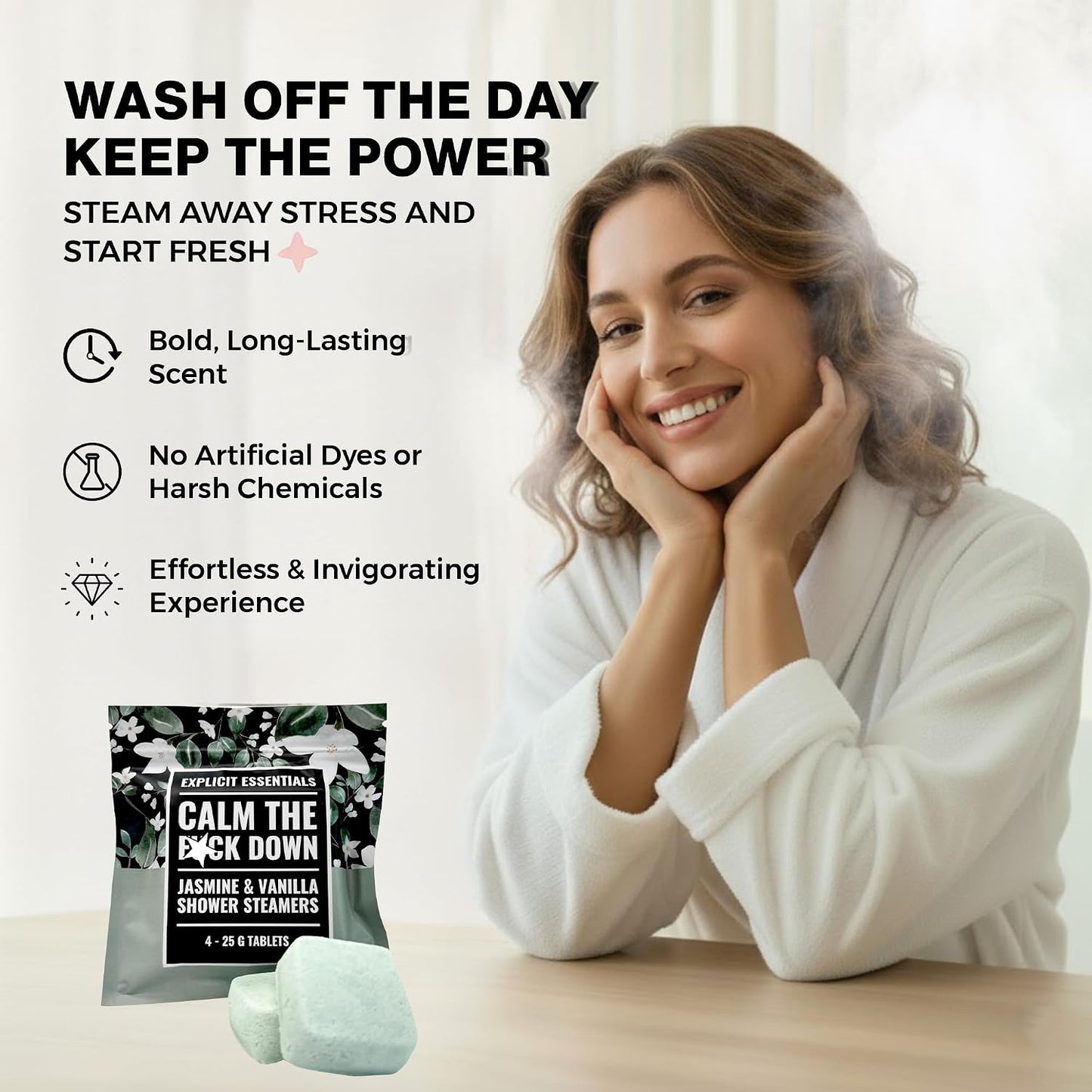 Explicit Essentials B Relax Shower Steamers | Lavender Mint Aromatherapy Shower Steamers for Relaxation & Stress Relief | Spa Shower Gift for Self-Care, Birthdays & Holidays