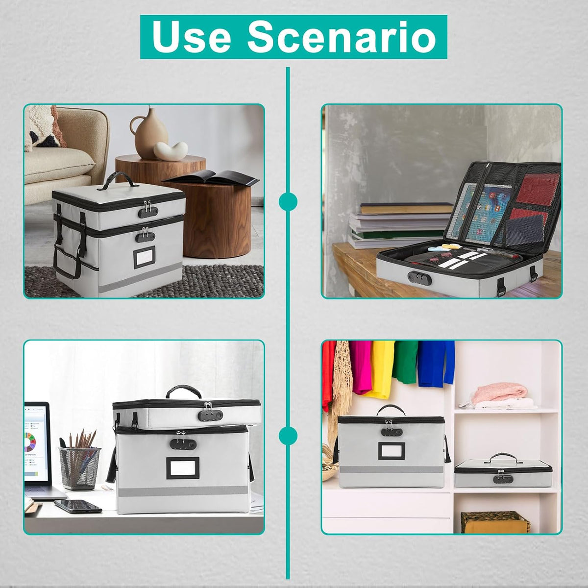 EXLIFBAG Fireproof File Organizer with Lock, 1 Layer