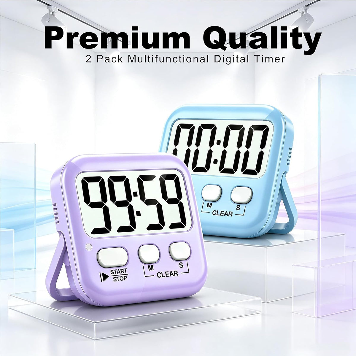 Antonki 2 Pack Digital Timer for Kids Classroom Kitchen Timers for Cooking