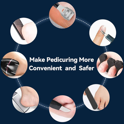 Wea&Hea Electric Foot File Callus Remover for Feet, 17-in-1 Kit | 17-in-1 pedicure kit, 3 roller heads, 2 speeds, rechargeable, IPX6 waterproof wet dry use for hard calluses and cracked heels