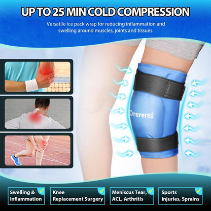 Reusable Cold Ice Packs for Injuries, 3-Piece Set Cold Gel Ice Wrap for Injury Recovery, Alleviate Joint and Muscle Pain (Knee Ice Wrap-Purple)
