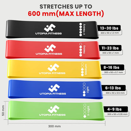 Utopia Fitness Loop Resistance Bands for Working Out Set of 5, Resistance Loop Bands for Exercise Stretching Strength Training, Home Gym Equipment Pilates Yoga Leg Glute Arm Workout Kit for Women Men