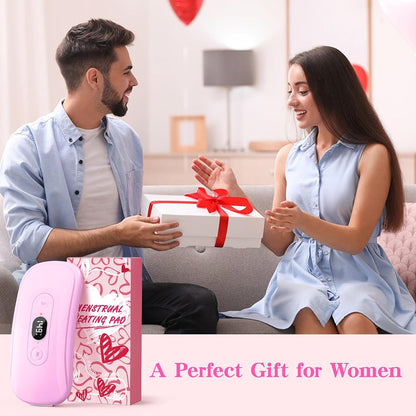 Portable Heating Pad: 2 Timer 6 Heat Levels 6 Vibration Modes Cordless Electric Heating Pad 3s Fast Heating Travel Heating Pad Gifts for Women Christmas Birthday Pink