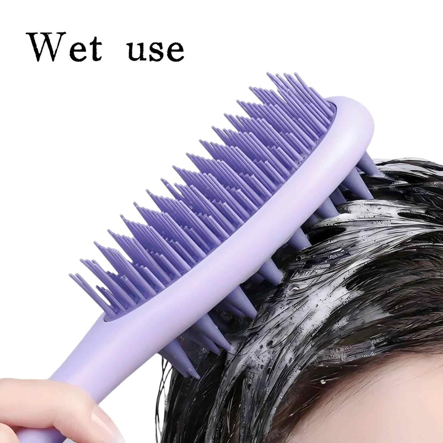 Long Handle Hair Silicone Scalp Massage Brush, 2-in-1 Double-Sided Hair Comb Shampoo Brush