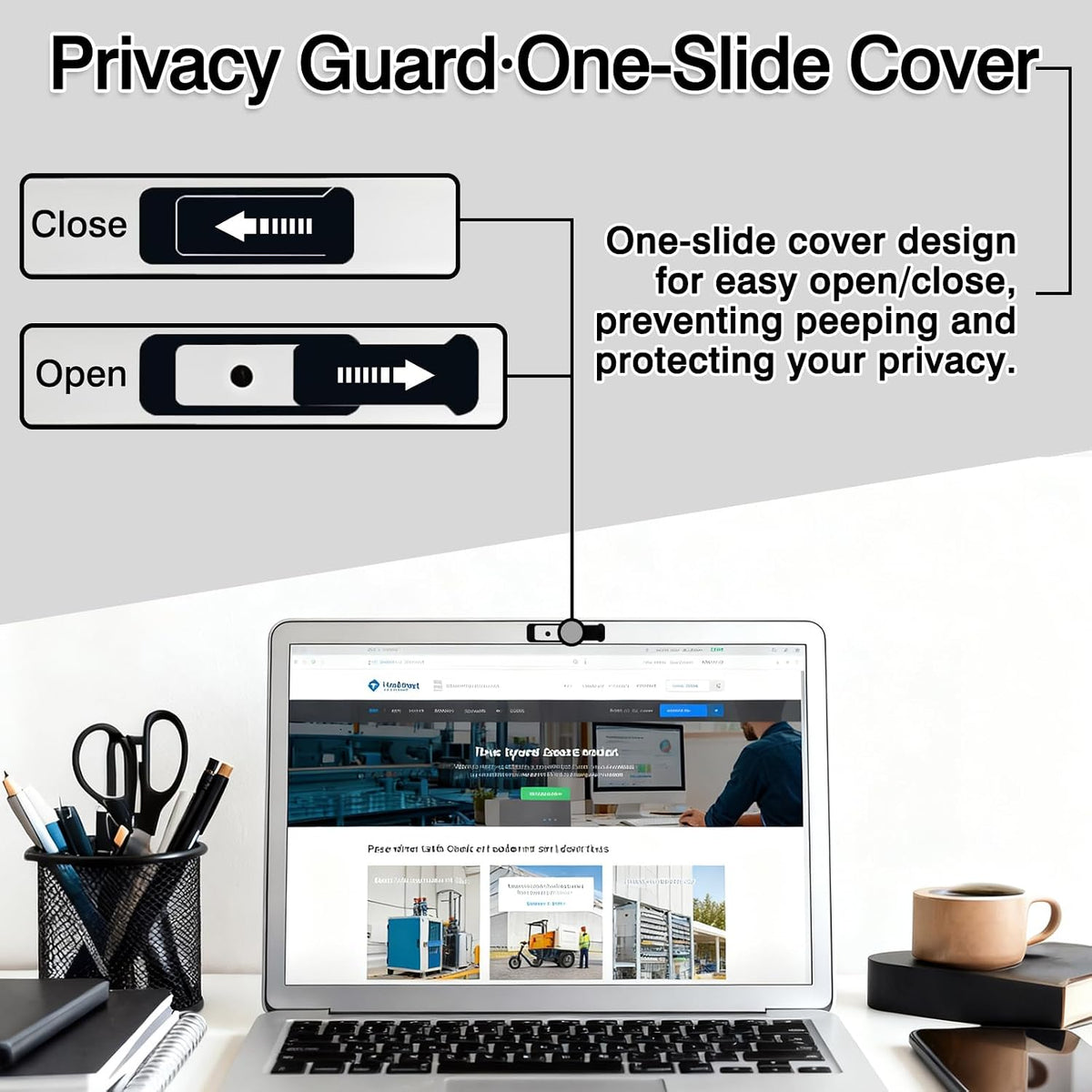 Webcam Cover Slide (6-Pack) – Extra-Large Privacy Shield for Laptop, Tablet, PC & Smartphone – Ultra-Thin Camera Blocker, Black