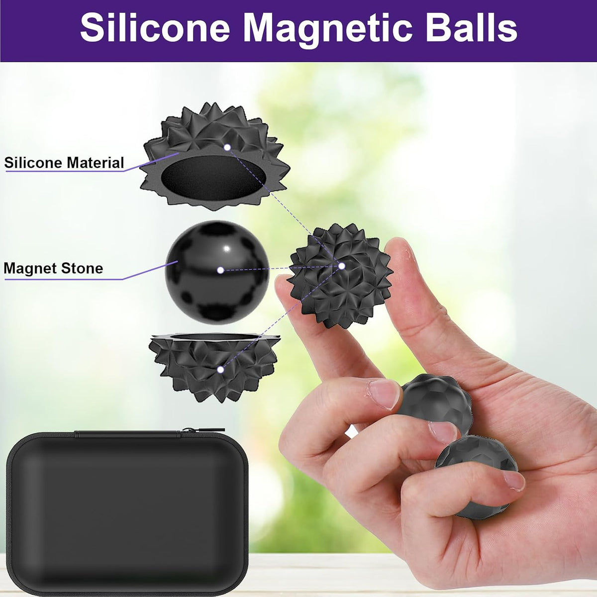 BUSOHA Silicone Magnetic Fidget Balls - 4 Pack Fidget Toys for Adult