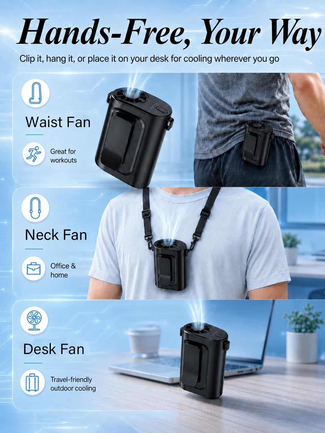 Waist Fan Portable Ultra Lightweight Design