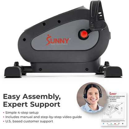 Sunny Health & Fitness Smart Motorized 2-in-1 Pedal Exerciser, Indoor Compact Under-Desk Mini Bike for Low-Impact Cardio Workout and Physical Therapy, Free SunnyFit Training App Connection
