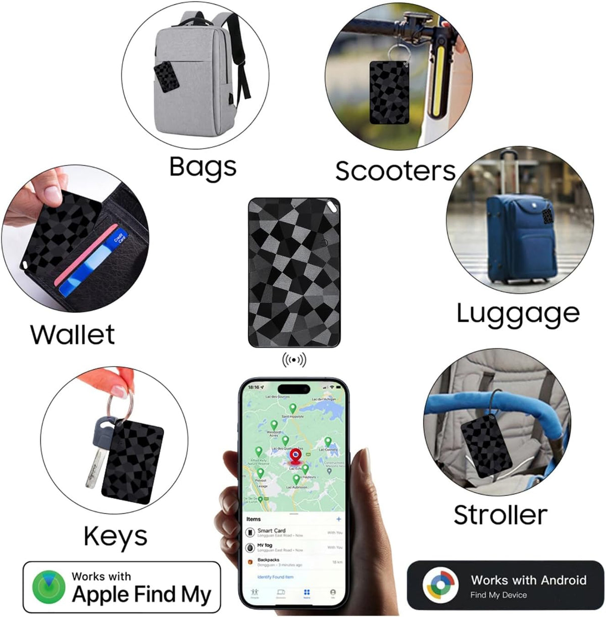 Reyke Dual-System Wallet Tracker Card for Android Or iOS, Rechargeable