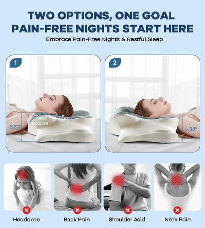 DONAMA Cervical Pillow for Neck and Shoulder,Contour Memory Foam Pillow,Ergonomic Neck Support Pillow for Side Back Stomach Sleepers with Pillowcase